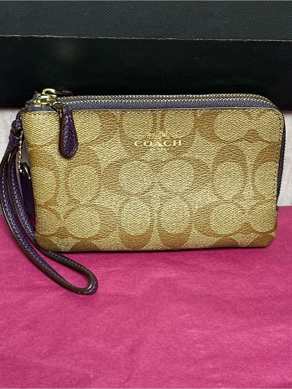 Coach Signature C Double Zip Wristlet